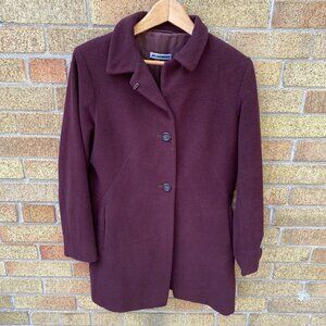 Vintage 90s Jil Sander Bordeaux Coat Cashemere Wool Blend Jacket Maroon